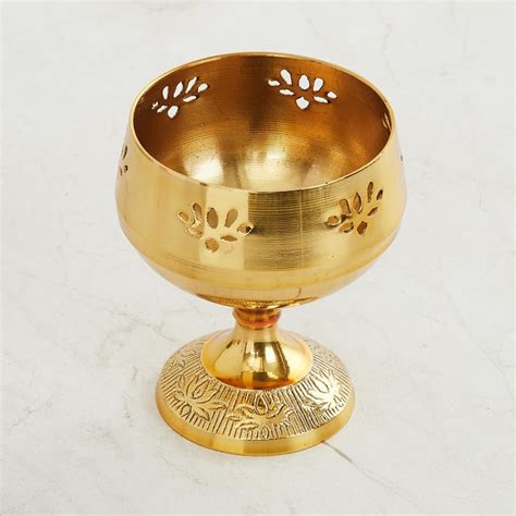 Buy Serenity Gold Metal Akhand Diya with Lotus Motif from Home Centre ...