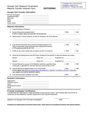 Material Transfer Initiation -OUTGOING - industry gatech Doc Template ...
