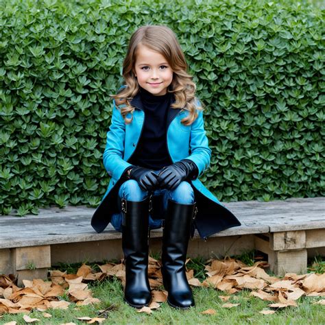 Little girl jeans knee leather boots leather gloves by Leon Leenaarts ...