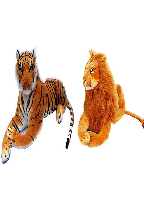 Buy PND Soft Wild Animal Tiger and Lion Toy,35-cm (Brown) - Set of 2 ...