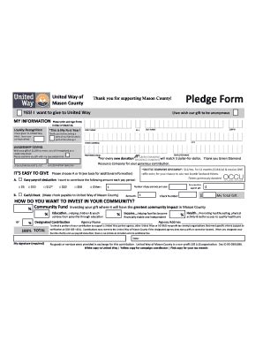 Fillable Online unitedwaymasonco Pledge Form - United Way of Mason ...