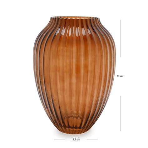 Shop Dark Brown Ribbed Glass Vase - Large - at Best Price Online in India
