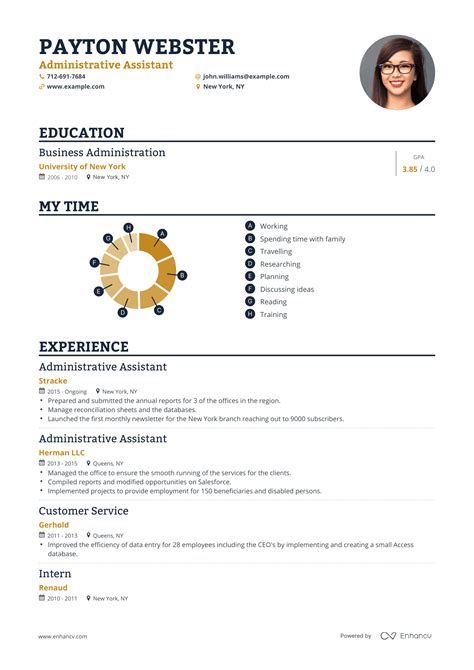 Administrative Assistant Resume Samples - A Step by Step Guide for 2023 | Enhancv.com (Layout ...