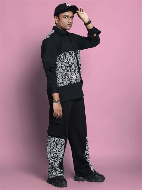 COVE COTTON TERRY CO-ORD SET BLACK BANDANA PRINT | Buy Online at ...