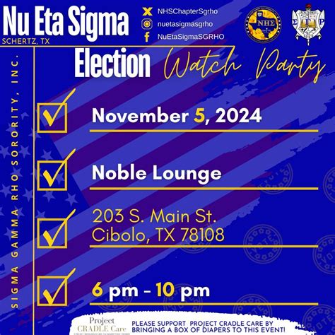 Nu Eta Sigma Election Watch Party, Noble Lounge, Cibolo, 5 November ...