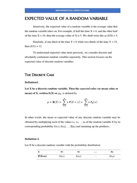 Image result for Expected Value of Random Variables