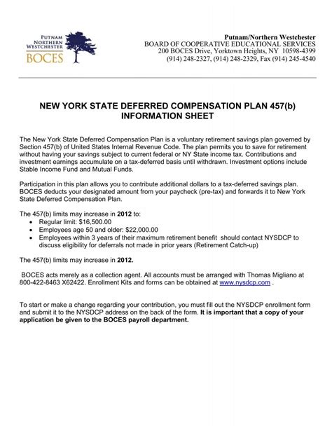 NEW YORK STATE DEFERRED COMPENSATION PLAN ... - Boces