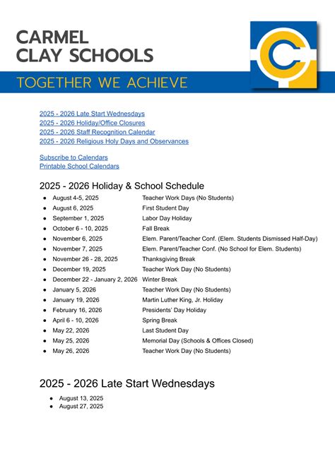 Carmel Clay Schools Calendar 25-26 Revised [PDF] - EduCounty