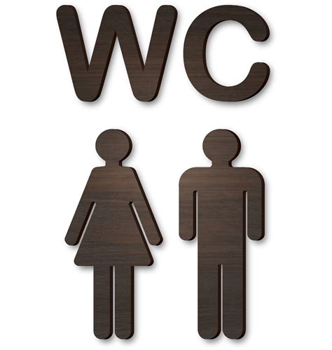 Buy Wood Self-Adhesive WC Brown Sign - Rustic Bathroom Decor - Toilet ...