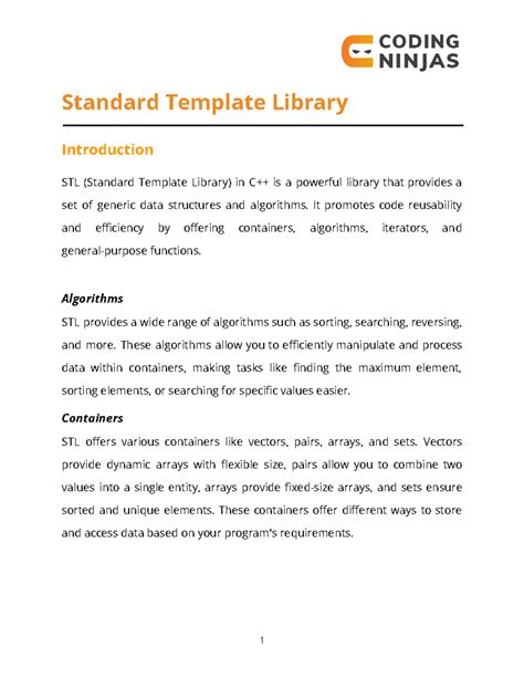 STL Notes-3289 - Standard Template Library Introduction STL (Standard ...