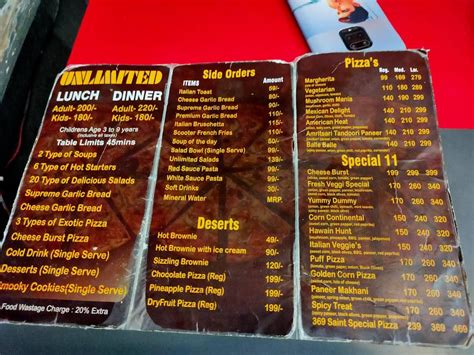 Menu at 369 Saint Pizza, Gandhidham