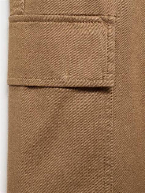 Mango Straight Fit Cargo Trousers, Medium Brown