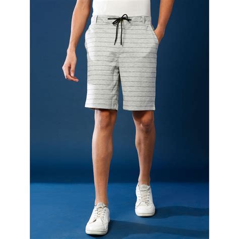 Buy Campus Sutra Men Striped Grey Regular Shorts Online