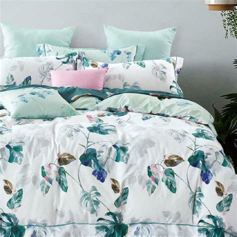 Luxor Super King Plantain Design Cotton Quilt Doona Duvet Cover Set ...