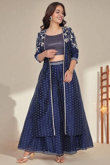 Medium Blue Embroidered Poly Blend Shoulder Straps Women Regular Fit Co ...