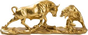 BNF Resin Bear and Bull Statue Ornament Animal Sculpture for Bookcase ...