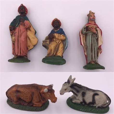 Vintage Nativity Set Mid Century Chalkware painted Figurines made in ...
