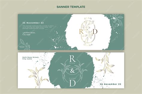 Premium Vector | Hand drawn wedding horizontal banners set