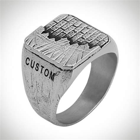 B Series New Life Themed Stone Free Mens Ring Customizable Gray Color