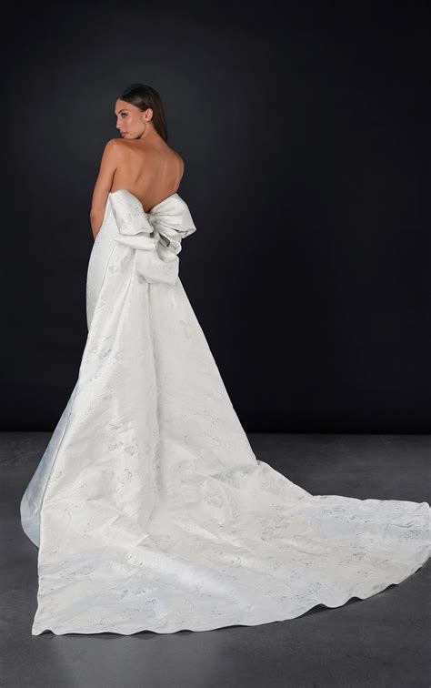 Fit-and-Flare Wedding Dress with Detachable Bow Train