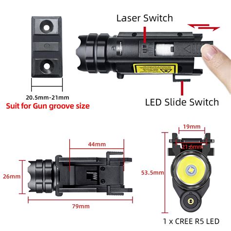 COSMOING Rail Mounted Pistol Red Laser Light Combo (Laser Sight Combo ...