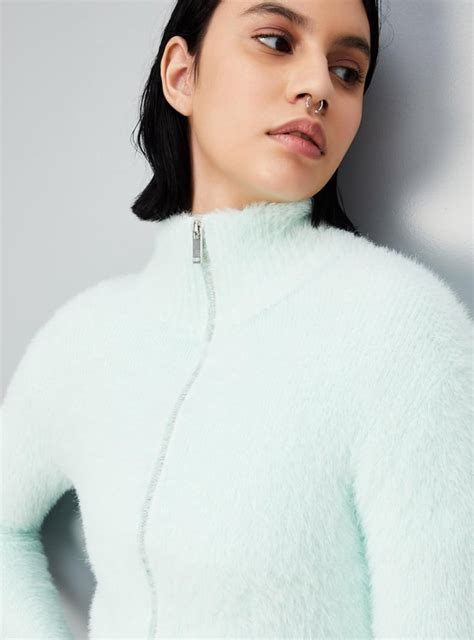 Buy Women Faux Fur Mock Collar Jacket Online at just Rs. 1399.0 ...