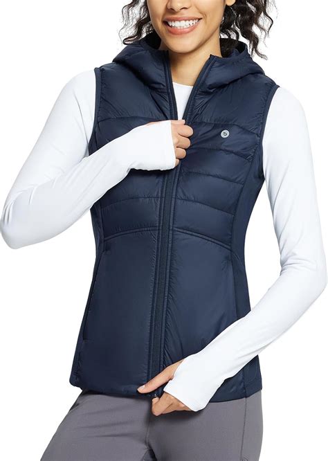 baleaf Puffer Vest Women Running Vests Sleeveless Fall Winter Hooded ...