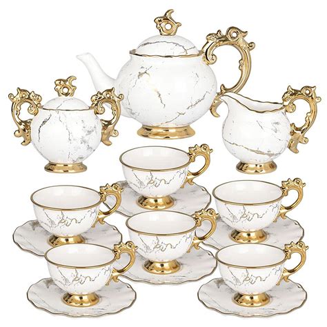 Buy Tea Set Porcelain - Tea Sets for Women Adults 15 Pieces - Tea Cup ...