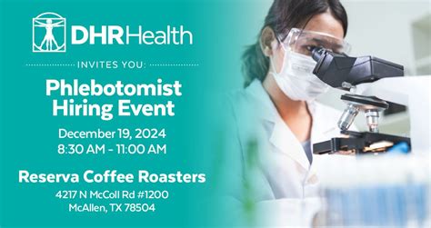 Phlebotomist Hiring Event, Reserva Coffee Roasters, Mcallen, 19 ...