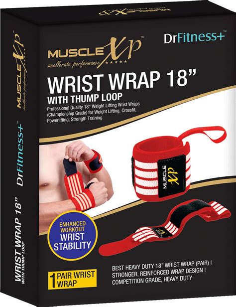 Buy MUSCLEXP DRFITNESS+ WRIST BAND 18" WITH THUMB LOOP SUPPORT STRENGTH ...