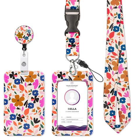 Retractable Lanyards with ID Badge Holder Rotatable Clips - Womens ...