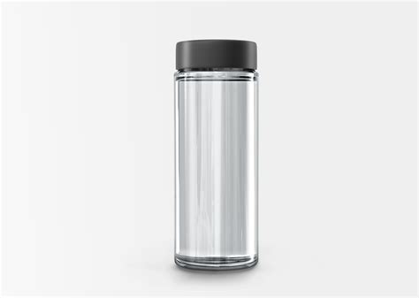 Cylindrical Clear Glass Bottle Free Mockup | Free Mockup World