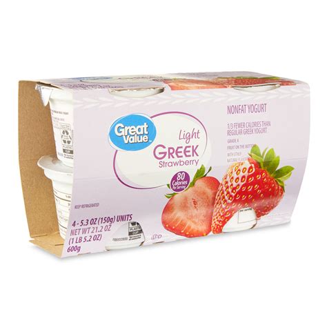 Lupin Free? Great Value Light Greek Strawberry Nonfat Yogurt, 5.3 oz ...