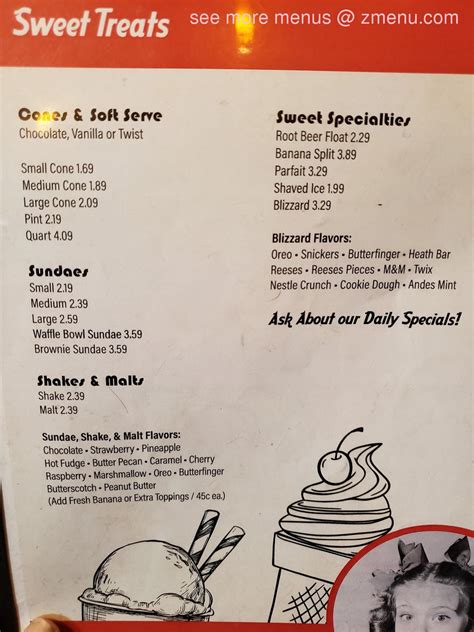 Menu at Dairy Lane restaurant, Unionville