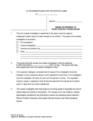 Fillable Online DR-410 Order of Referral to Court Custody Investigator ...