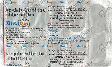 Muciday Strip Of 10 Tablets: Uses, Side Effects, Price & Dosage | PharmEasy