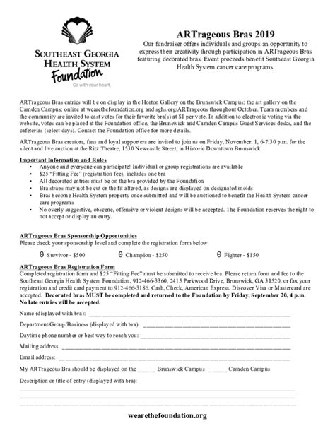 Fillable Online ARTrageous 2019 Registration Form Black and White.doc ...