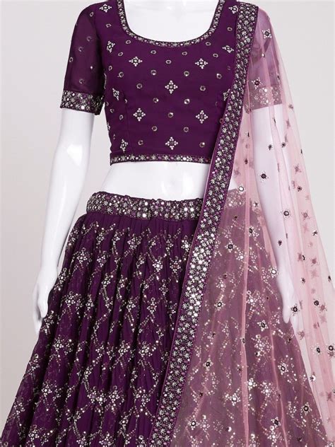Buy Attractive Purple Sequins Georgette Function Wear Lehenga Choli ...