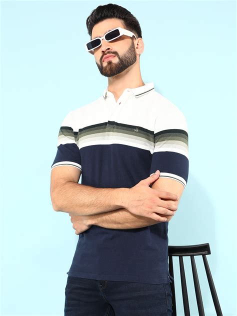 Navy Blue Horizontal Striped Polo T-Shirt – Crimsoune Club