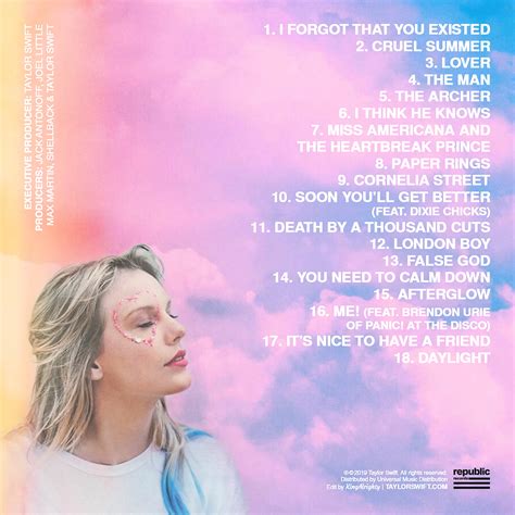 'Lover' tracklist concept : TaylorSwift