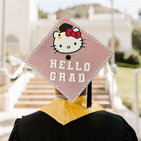 Hello Kitty hello Grad Graduation Cap Topper CARDSTOCK Graduation 3D ...