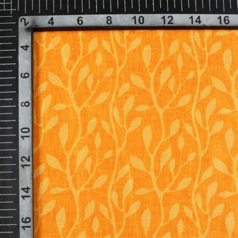Amber Yellow Leaf Pattern Digital Print Lush Satin Fabric – Fabcurate