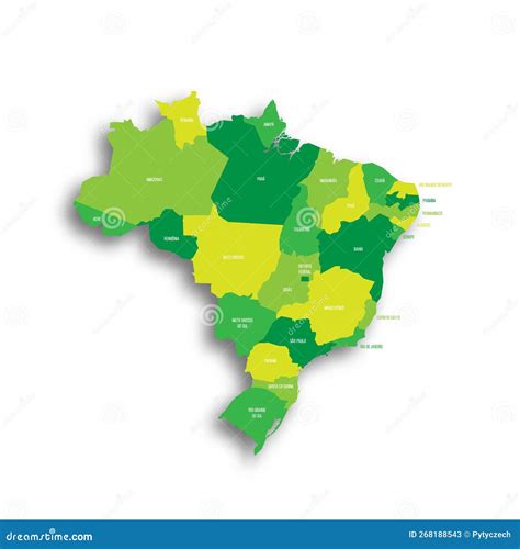 Brazil Political Map of Administrative Divisions Stock Vector - Illustration of federal, nation ...