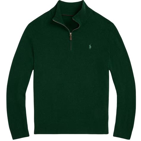 Polo Ralph Lauren Wool Quarter-Zip Jumper - Green - Curated Menswear