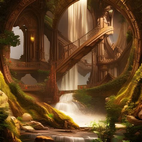 City of Stairs and Waterfalls- Daily challenge #55 - NightCafe