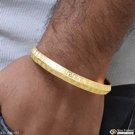 1gram Gold Men’s Kada Collection: 1 Gram Gold Forming Kada Bracelet for ...