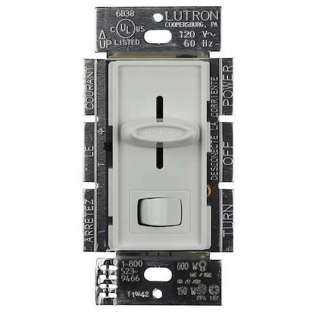 Lutron Lighting Dimmer, Rocker/Slide, 3-Way, White SF-12P-277-3-WH | Zoro