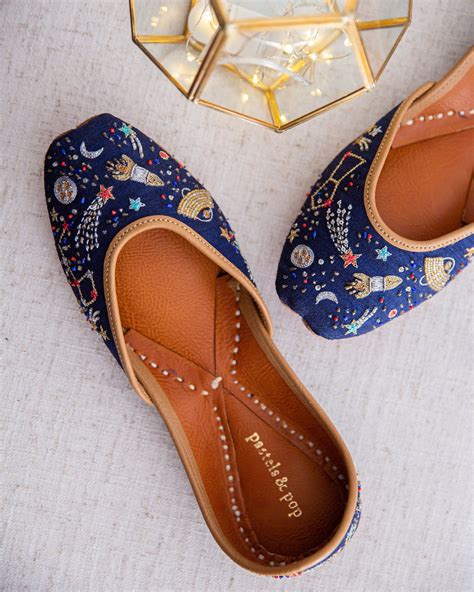 Galaxy : Hand Embroidered Blue Jutti Online- Pastels & Pop