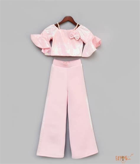 Baby Pink Sequins Top with Pant for Girls – FayonKids