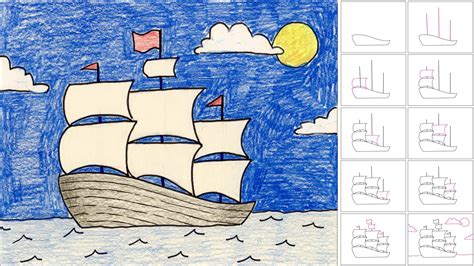 How To Draw A Sailing Ship Step By Step Easy at Robert Mulkey blog